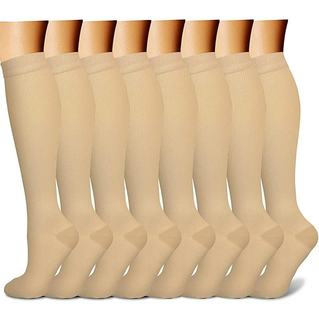 Chaussettes de Compression pour Femmes & Hommes Circulation (8 Paires) 15-20 mmHg Meilleur Soutien pour Course Cyclisme