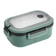 thumbnail image 1 of 1200ml Bento Lunch Box Double Layer Insulation Lunch Box Container with Fork Spoon for Students Office Workers Green, 1 of 4