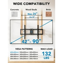 Listed TV Wall Mount for 42–90 inch TVs up to 132 lbs