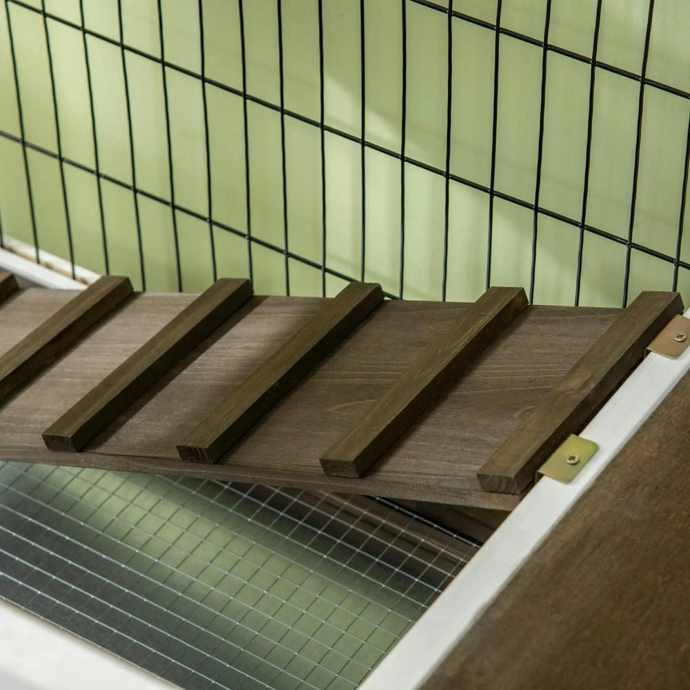 Spaco Wood Rabbit Hutch, Elevated Guinea Pig Cage with Run, Pet Cage for Outdoor, Coffee