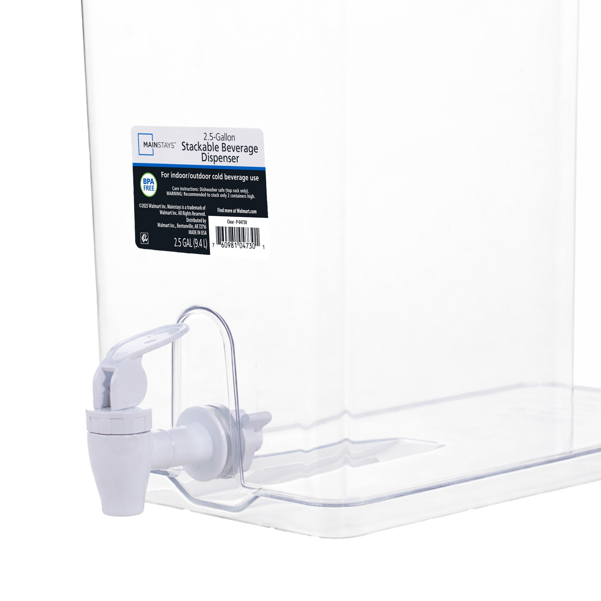 Mainstays 2.5 Gallon Drink Dispenser, Well Suited to Chilled Drinks for Entertaining or Refrigerator Storage