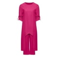 thumbnail image 4 of Women's And Linen Fashion Casual Large Size Irregular Long Sleeved Wide Leg Pants Two Piece Suit Women Overalls Winter Basketball Pants for Women Woman Pantsuit Two Piece Skirt And Shirt Womens Jacket, 4 of 5