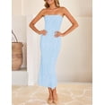 thumbnail image 3 of Vestido ZESICA 2025 Summer Boho Floral Sin Tirantes Bodycon Azul, 3 of 8