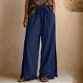 thumbnail image 2 of GUACER Womens Linen Wide Leg Pants Drawstring with Tassels & Pockets Palazzo Trousers for Beach & Casual Wear, 2 of 6