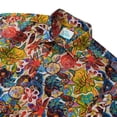 thumbnail image 2 of LeosWare® Men's Hawaiian Shirt Short Sleeve Button-up 100% Cotton Red Aloha Colorful Floral Fantasy, 2 of 4