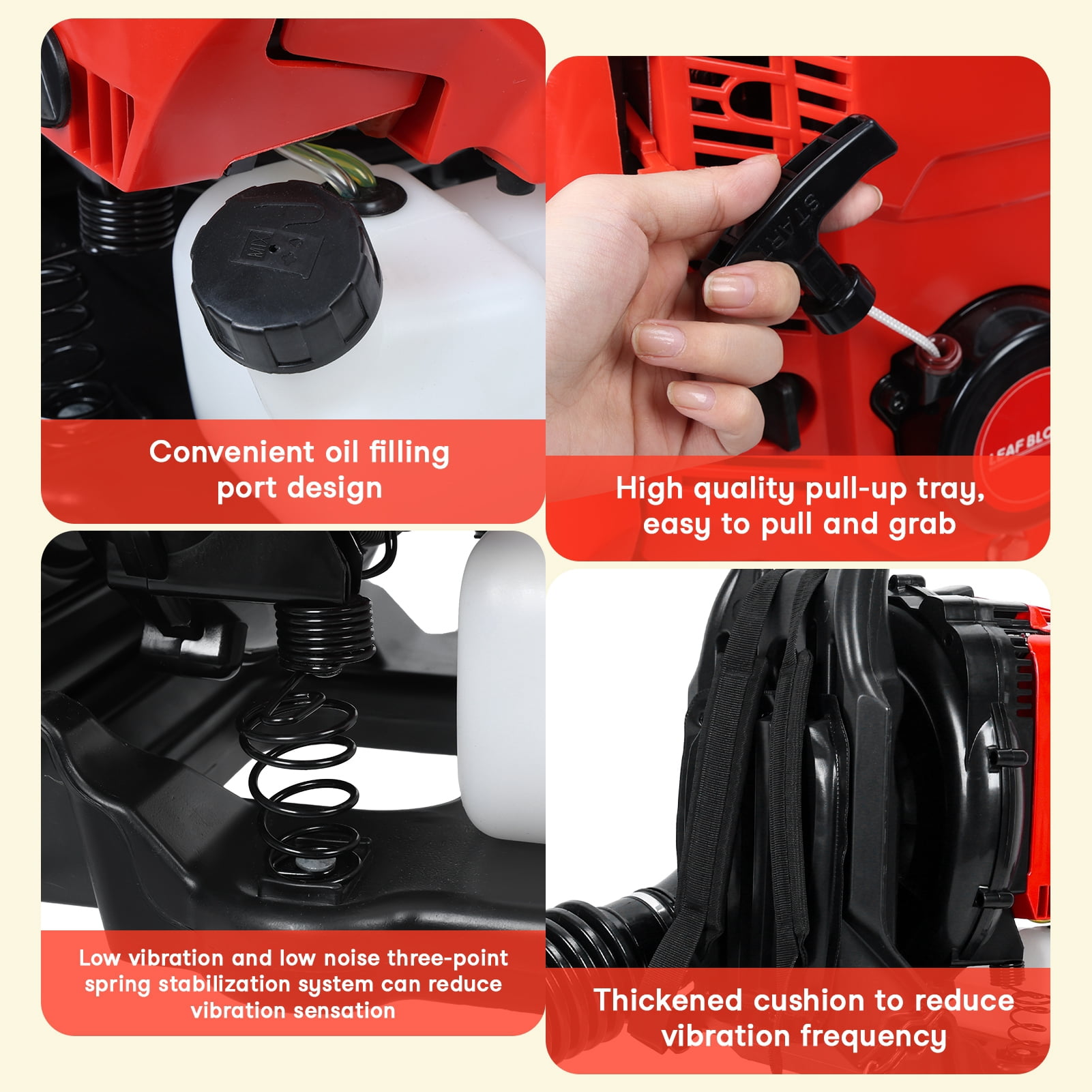Sarkoyar Backpack Leaf Blower - 75.6CC 4-Stroke Gas Powered Blower, 900 CFM 210 MPH Blower for Home Blowing Leaf, Snow Blowing