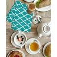 thumbnail image 4 of Teal Morocco Kitchen Dish Towels for Drying Dishes Set of 2, Ethnic Boho Minimalist Abstract Geometric Waffle Weave Microfiber Terry Hand Tea Bathroom Towels Quick Dry & Absorbent Towel 15.7x23.6, 4 of 7