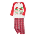 thumbnail image 4 of Christmas Pajamas for Family, Long Sleeve Elf Print Tops + Plaid Pants Set Sleepwear Loungewear, 4 of 10