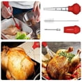 thumbnail image 2 of Turkey Baster Syringe Cooking Set, Food Grade Silicone Bulb Including Meat Marinade Injector Needle with Barbecue Basting Brush and Cleaning Brush for BBQ Grill Baking Cooking, Red, 2 of 8