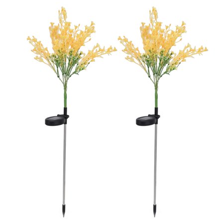 Delaman Solar LED Lights Outdoor Garden Decorative, Plastic Canola Flower Lights Waterproof for Yard Garden, 2 Pack