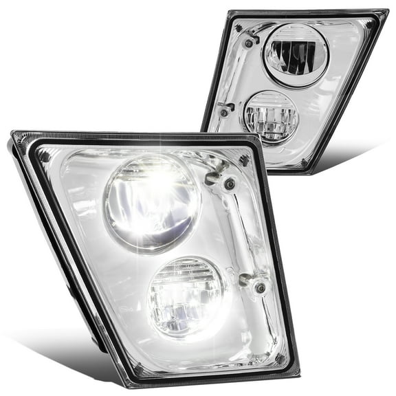DNA Motoring FL-HAY-006-CH For 2003-2017 Volvo VN VNL VNM VNX Model Trucks Chrome Housing Clear Lens Full LED Fog Light Lamps