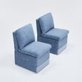 thumbnail image 3 of Set of 4 Linen Upholstered Armless Dining Chair with Casters and Storage space (Blue), 3 of 11