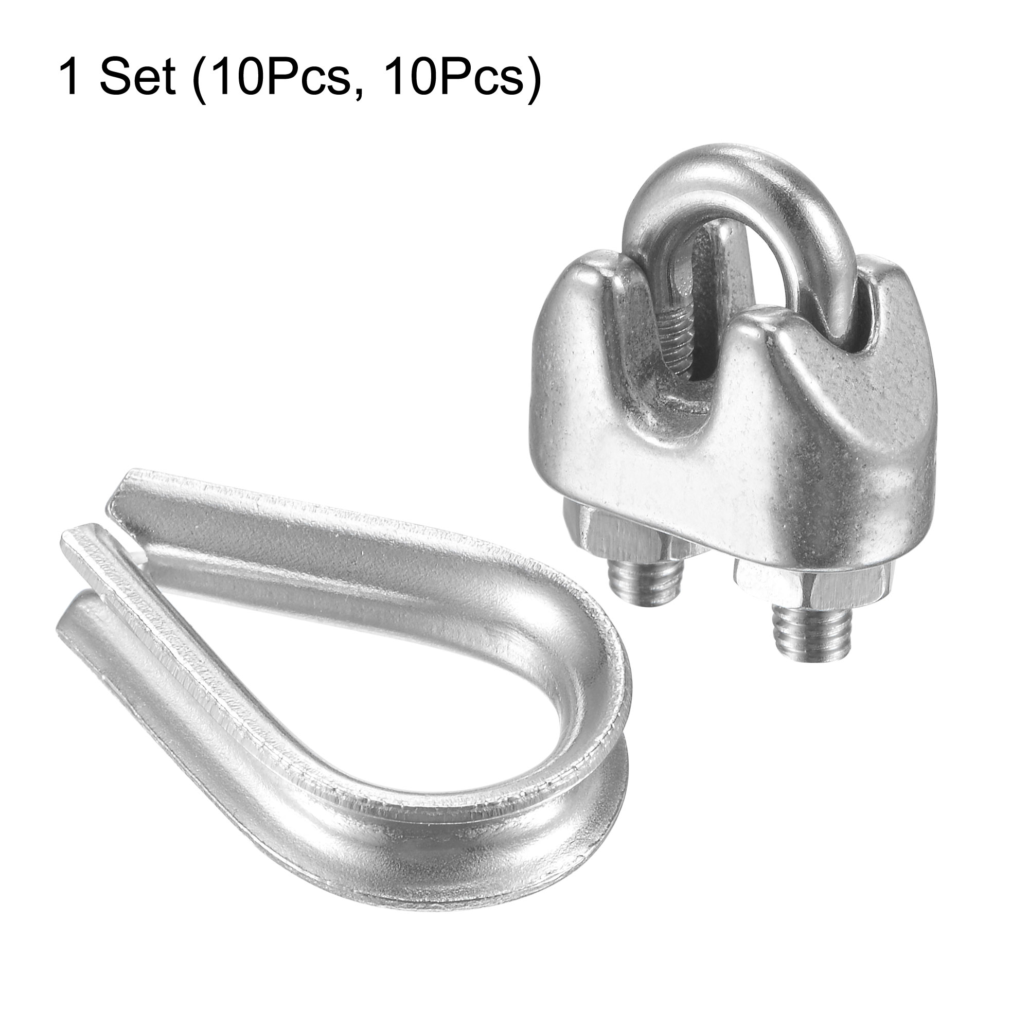 Uxcell M2 Stainless Steel Wire Rope Clip Kit, Included Rope Clamp 10 Pack Thimble Rigging 10 Pack - image 5 of 7