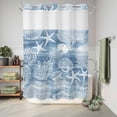 thumbnail image 6 of No Hook Shower Curtain, Blue Coastal Shower Curtains for Bathroom with See Through Top Window, Nautical Starfish Coral Jellyfish Shell Sea Waterproof & Washable Bath Curtain 60"x72", 6 of 9