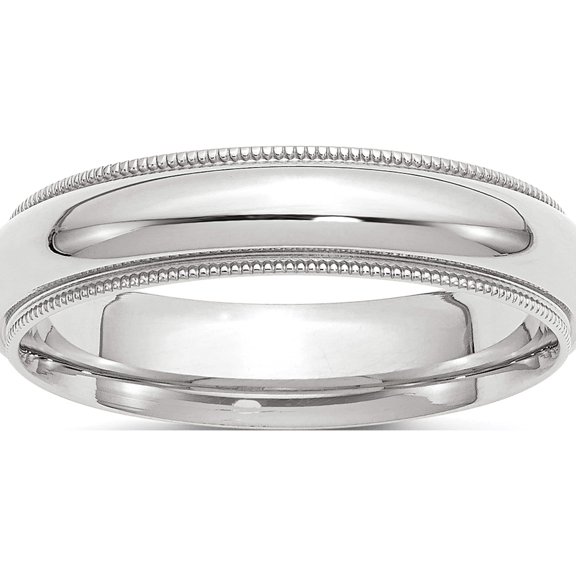 10K White Gold 10Kw 5mm Milgrain Comfort Fit Band Size 4 Made In United States 1wmc050-4
