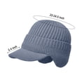 thumbnail image 2 of 2pcs Elástico Oreja caliente sombrero de punto de invierno W / visera y orejeras para los hombres al aire libre de lana sombrero bufanda Set, 2 of 3