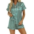 thumbnail image 2 of Your-Sty Silk Pajama Sets for Women Silk Short Sleeve Pajamas Satin 2 Piece Pajama Set Button Silk Pj Set Shorts S-XXL, 2 of 7