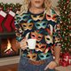 thumbnail image 1 of Xuyuer Mardi Gras Printed Shirt - Ladies' 3/4 Sleeve Crewneck Top for Festival Celebrations, Carnival Themed Parties, Vibrant Holiday Seasonal Fashion & Eye-Catching Parade Ready Apparel, 1 of 9