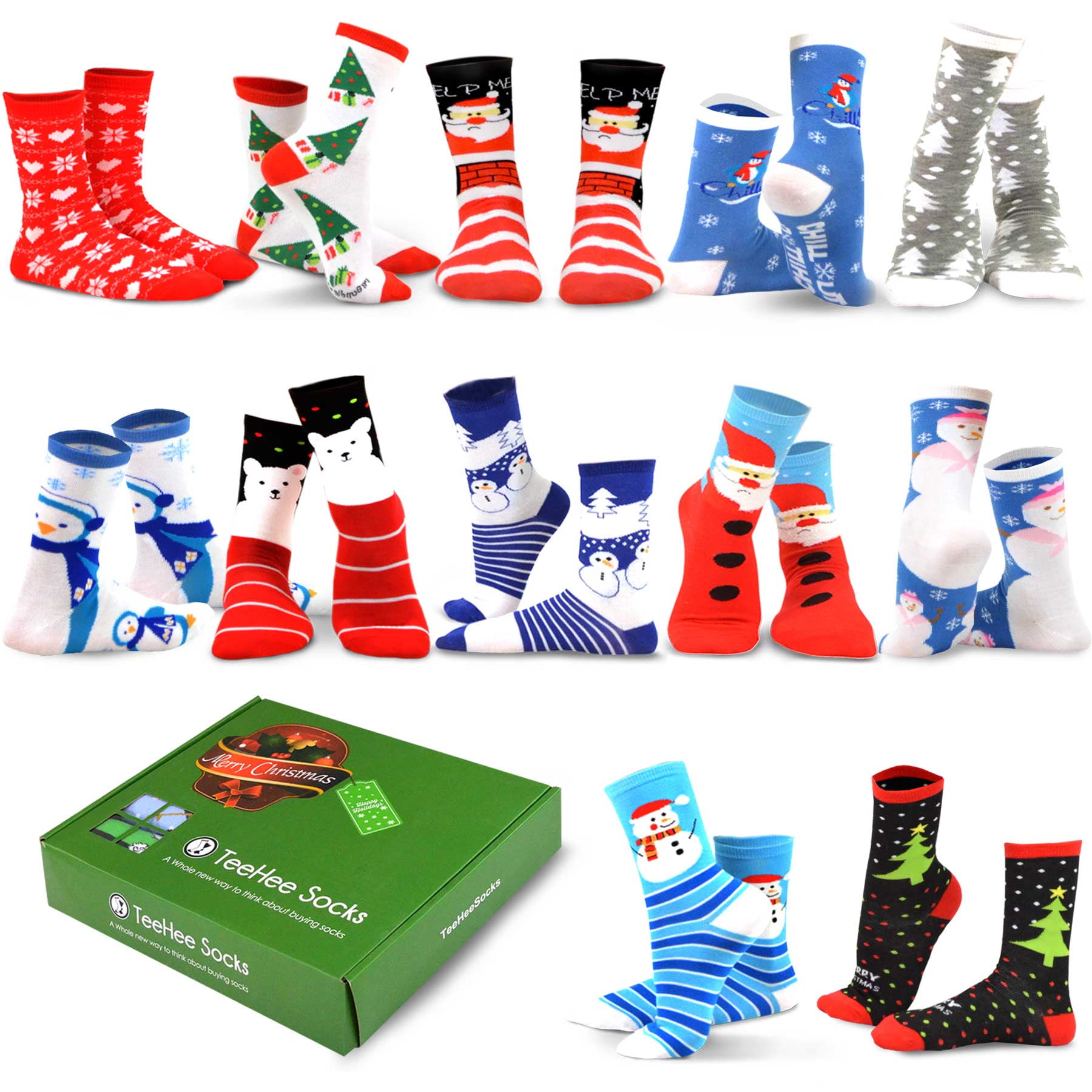 TeeHee Special Holiday 12Pair Socks with Gift Box for Women and Men