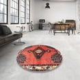 thumbnail image 4 of Ahgly Company Machine Washable Indoor Square Traditional Rust Pink Area Rugs, 7' Square, 4 of 7
