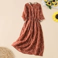 thumbnail image 3 of DHFJKG Bohemian Maxi Dresses For Women Summer Floral Shirt Dress Half Sleeve Button Down Loose Fit Flowy A-Line Sundress Beach Stylish Dresses, 3 of 6