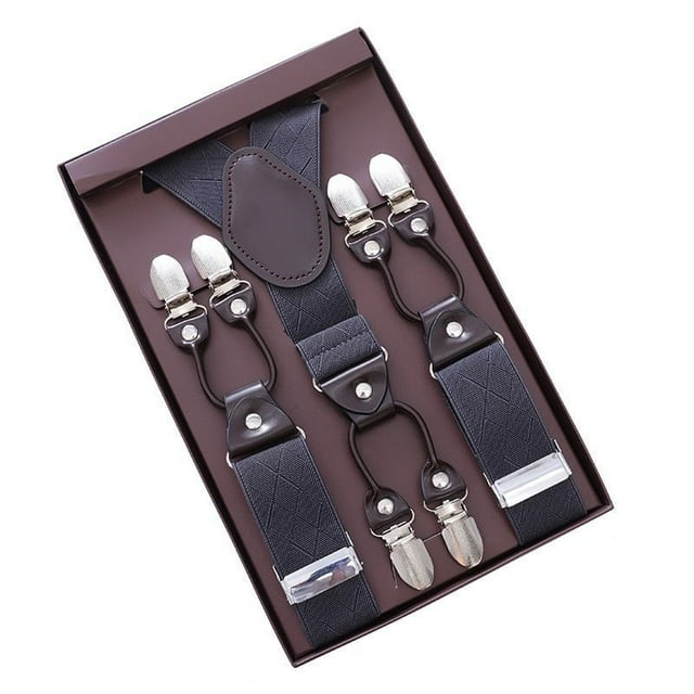 FNNMNNR Bretelles Élastiques Stylées pour Hommes à Dos en Y - Bretelles de Pantalon Ajustables avec 6 Pinces de Protection en Métal, Sangle Ceinture Durable, Choix de Cadeau Idéal pour Lui Affaires Formel Ou Décontracté Occas