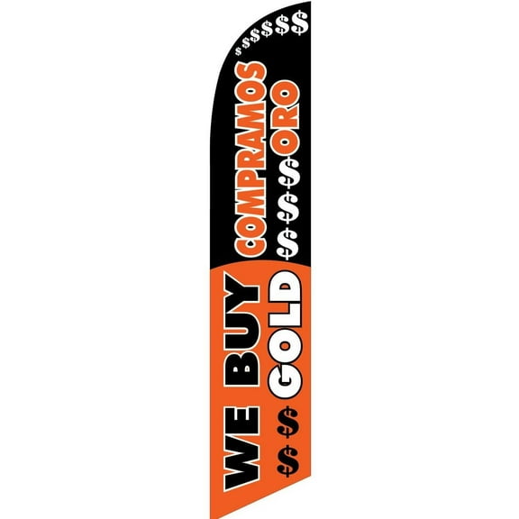 We Buy Gold Compramos Oro Feather Banner Swooper Flag -No Wind Required- Replacement FLAG ONLY