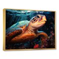 thumbnail image 2 of Designart "Modern Marine Turtle Illustration III" Animals Turtle Floater Framed Wall Art Prints, 2 of 5