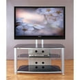 thumbnail image 1 of VTI Manufacturing RFR403SB Silver Polesblack Glass Shelves Flat Panet TV & AV Stand, 1 of 1