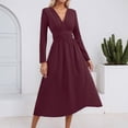 thumbnail image 2 of Afdoent Women's Dresses Long Sleeve Dress Style Summer Autumn Elegant Beach Dresses Long V Casual Dress Travel Outfits, 2 of 6