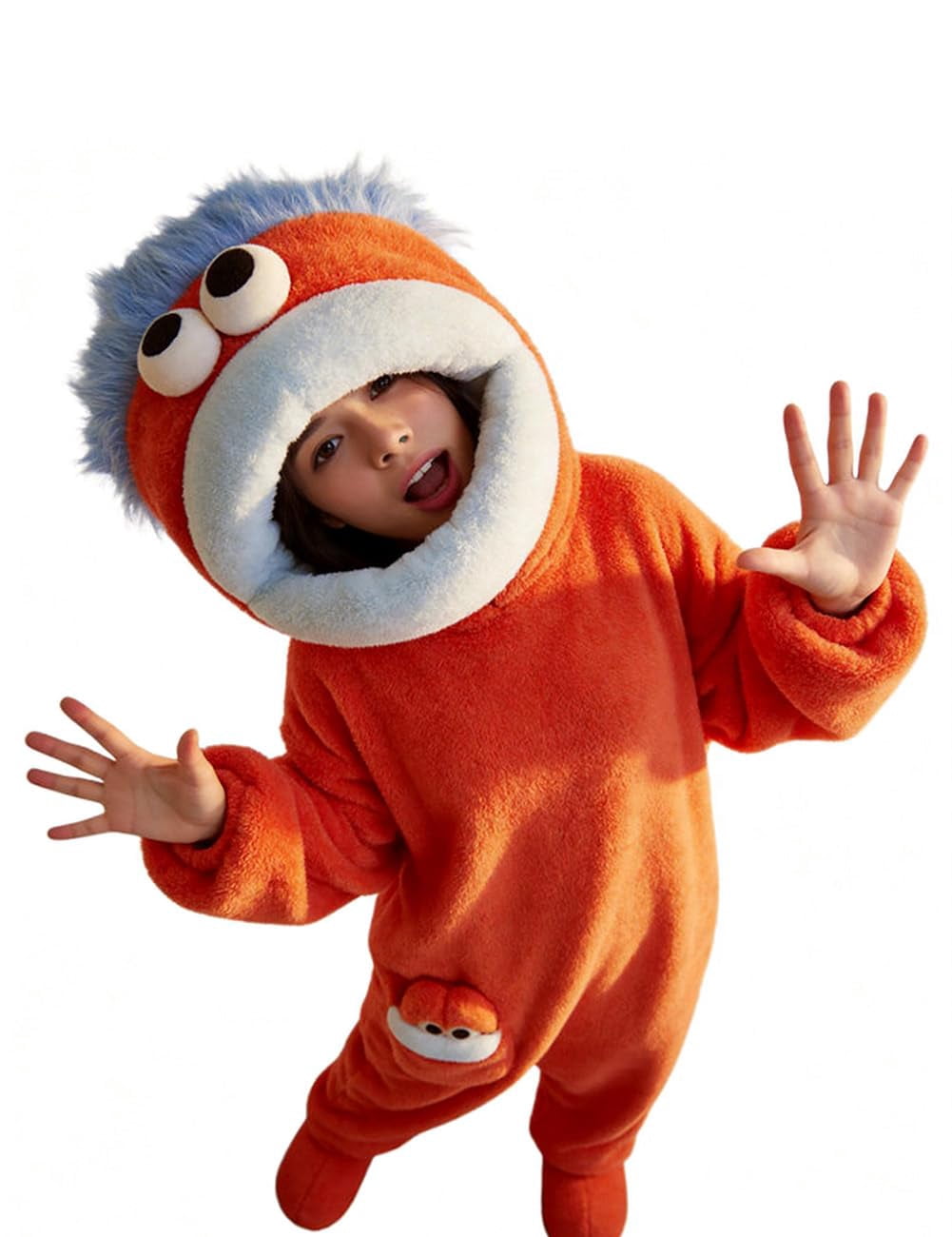 Big Mouth Monster Onesie, Silly Wearable Onesie with Shoes and Comb, Funny Monster Jumpsuit for Adults