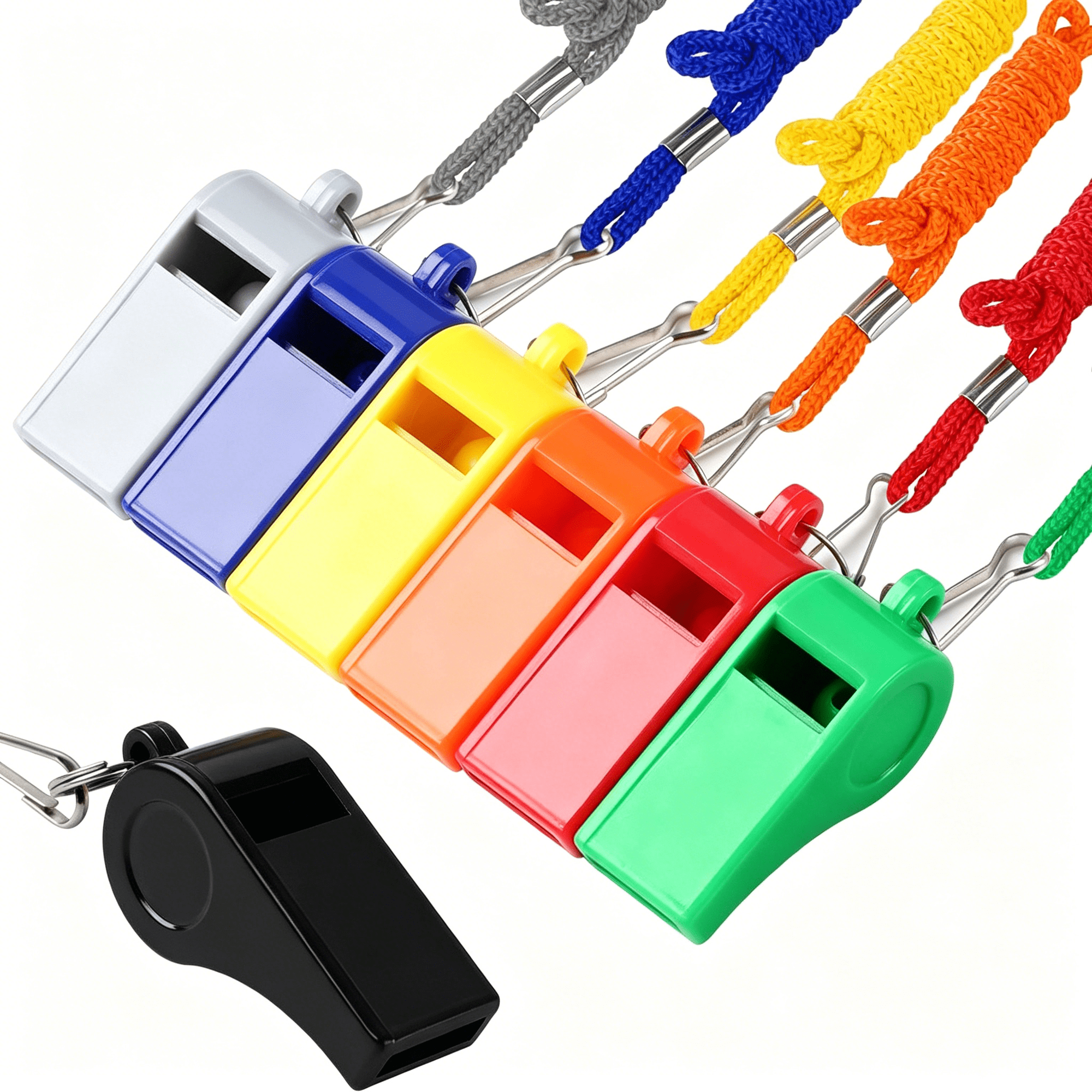 ACDANC 7 Pack Whistles,Coaches Whistles with Lanyard,Sports Whistle Loud Crisp Sound for Referees,Training,Gyms,Emergency