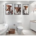 thumbnail image 2 of 3 Pcs Highland Cow Bathroom Wall Art Decor, Funny Cow Canvas Painting Posters Prints, Cute Highland Cow Pictures for Bathroom（Unframed）, 2 of 6