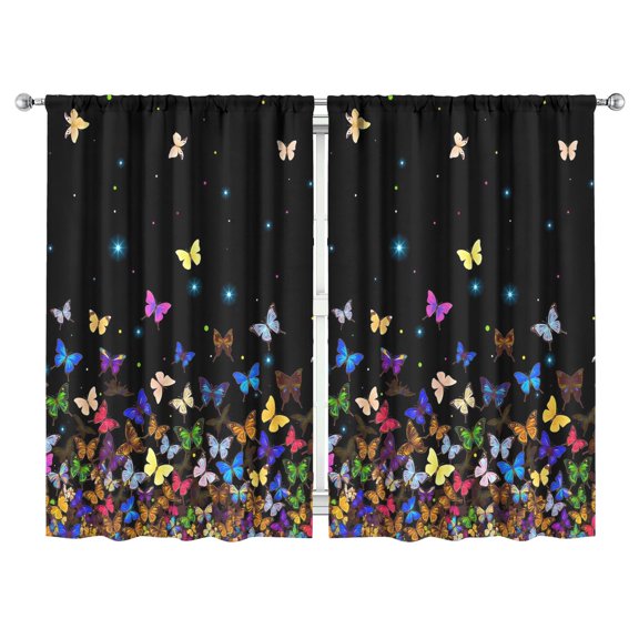 Colorful Gradient Butterfly Curtains-blackout Curtains Bedroom Decor Living Room Darkening Grommet Window Drapes 2 Panels Set 52"x 84"