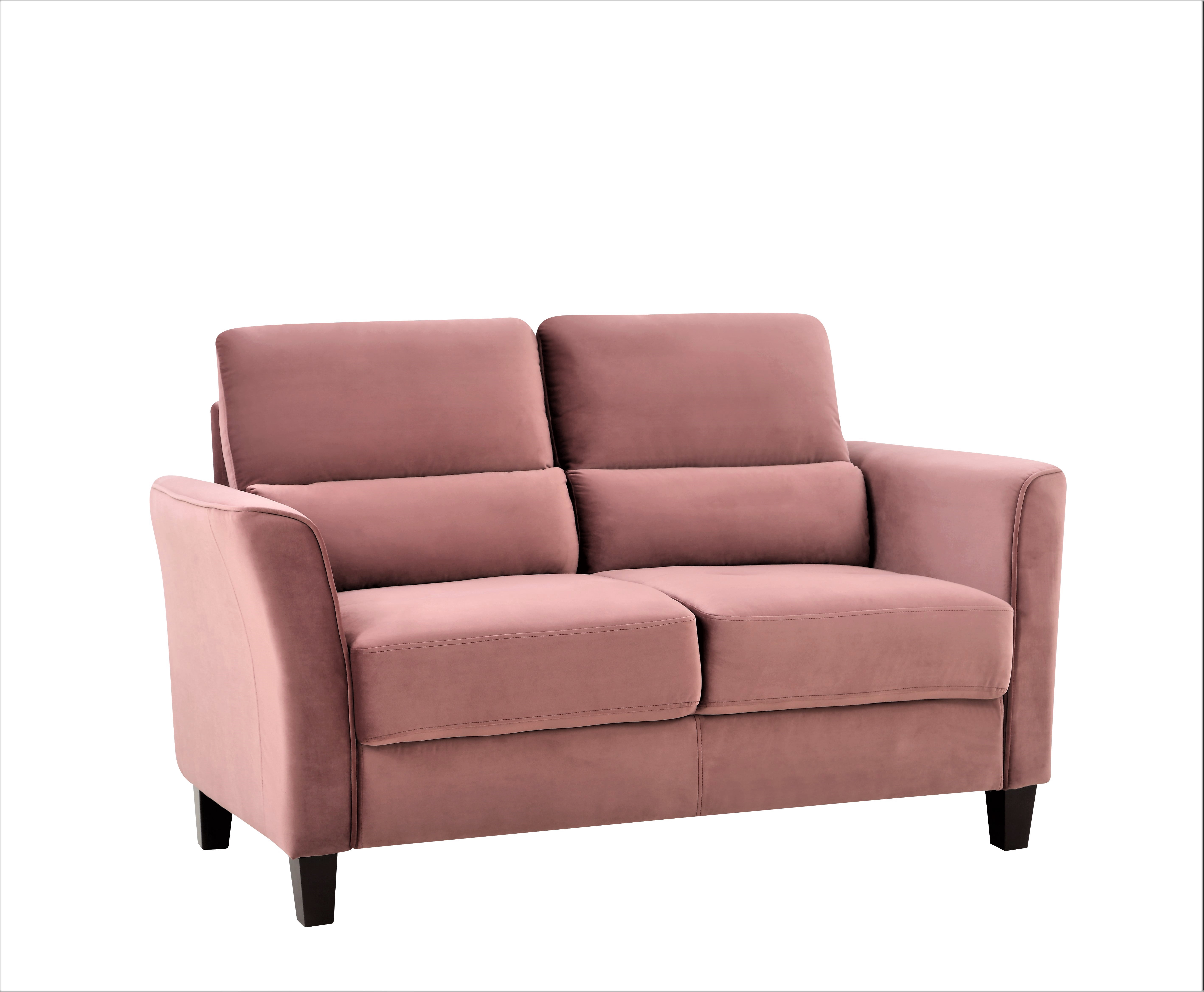 Uspridefurniture Aalt 57.88" Velvet Square Arm Loveseat -Pink