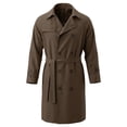 thumbnail image 2 of Hulanddfd Mens Coat Double Breasted Belted Trench Coat, Long Windbreaker with Pockets & Button Cuffs, Elegant Outerwear, 2 of 8