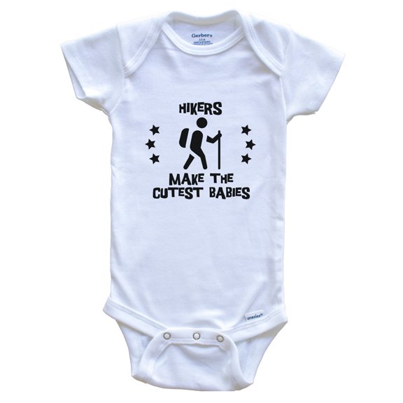 Hikers Make the Cutest Babies Funny Hiking Baby Bodysuit, 0-3 months white