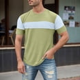 thumbnail image 2 of JAJAHO Men's Short Sleeve T Shirt Waffle Summer Top Color Block Crew Neck Pullover Sports Casual Top Loose Fit Graphic Tee Trendy Tops, 2 of 4