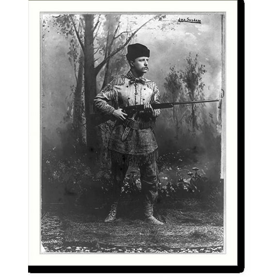 Historic Print, [Theodore Roosevelt, Pres. U.S., full, standing, in buckskin, with rifle], 16" x 20"