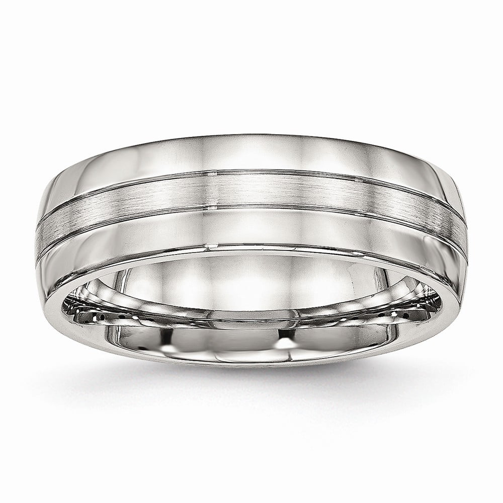 Bridal Stainless Steel Polished Grooved Ring 