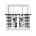 thumbnail image 2 of Black Cow Floral Sheer Curtains 45 Inches Length 2 Panels Set, Window Sheer Curtains for Living Room/Bedroom, Black Buffalo Plaid Farmhouse Animals Light Filtering Rod Pocket Curtain 52''x45''x2, 2 of 8