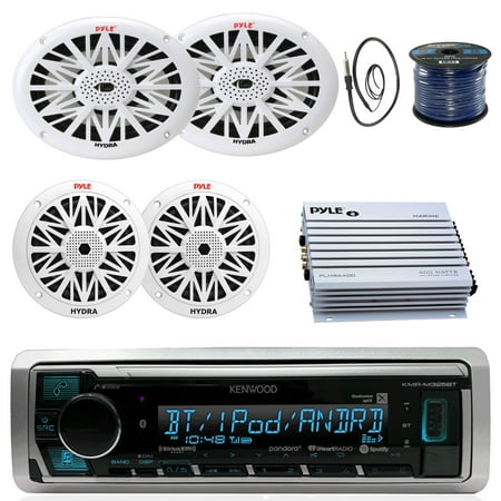 Kenwood Speakers For Ford Kenwood Marine Digital Media Bluetooth Receiver, 2x Pyle 6.5'' Water Resistant Speakers, 2x Pyle 6x9