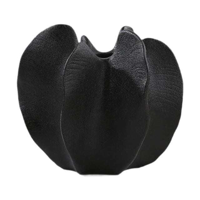 Jarrón de cerámica con forma de carambola, adorno nórdico para mesa, centro de mesa para oficina, mesita de noche, mesa de comedor, estante de entrada M negro