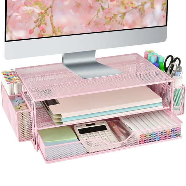 Soporte para monitor de ordenador AUPSEN con cajones y soporte para bolígrafos