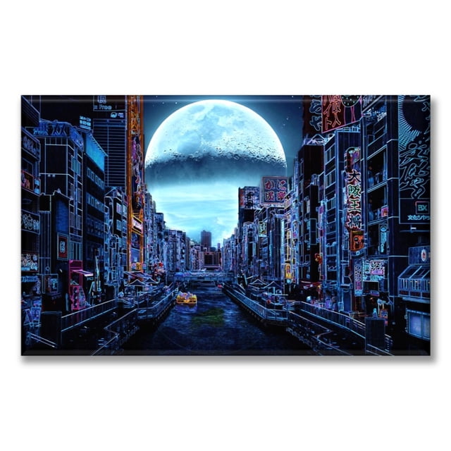 Cuadro Canva Listo Para Colgar Tipo Galería Cyberpunk 40X60 cm