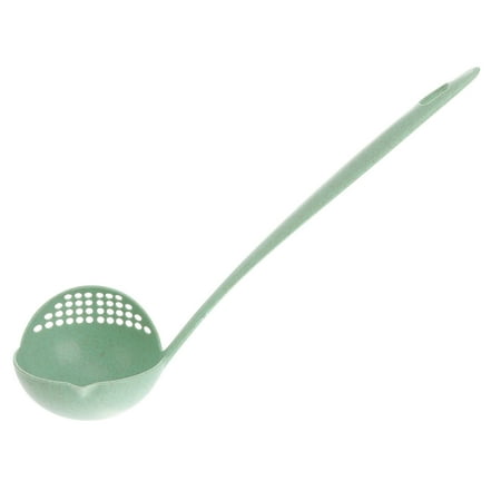 

2 In 1 Plastic Straining Ladle Soup Pan Spoon with Filter Strainer Kitchen Dinnerware Cooking Tools (Green)