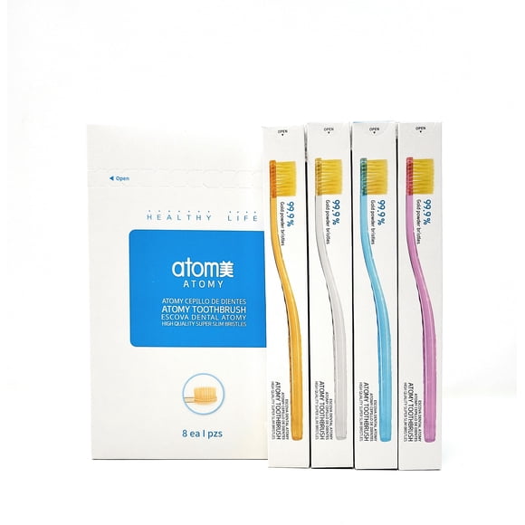 Juego de cepillos de dientes Atomy Atom Beauty Atom 0,02 mm, tamaño delgado, 8 unidades