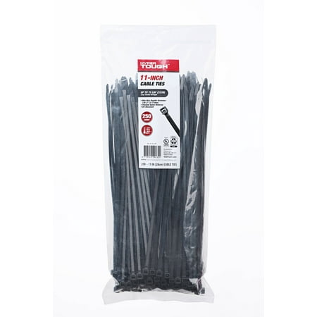 Hyper Tough 11inch Cable Tie 75lbf Uv Black 250Pcs