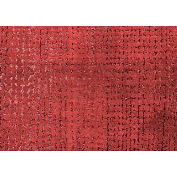 Ahgly Company Machine Washable Indoor Rectangle Abstract Red Modern Area Rugs, 3' x 5'