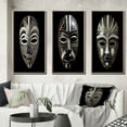 thumbnail image 1 of Designart "Traditional African Mask Ethnically Crafted XII" African Tribal Framed Wall Art Set Of 3 - Black African Tribal Frame Canvas Set For Living Room Decor, 1 of 6